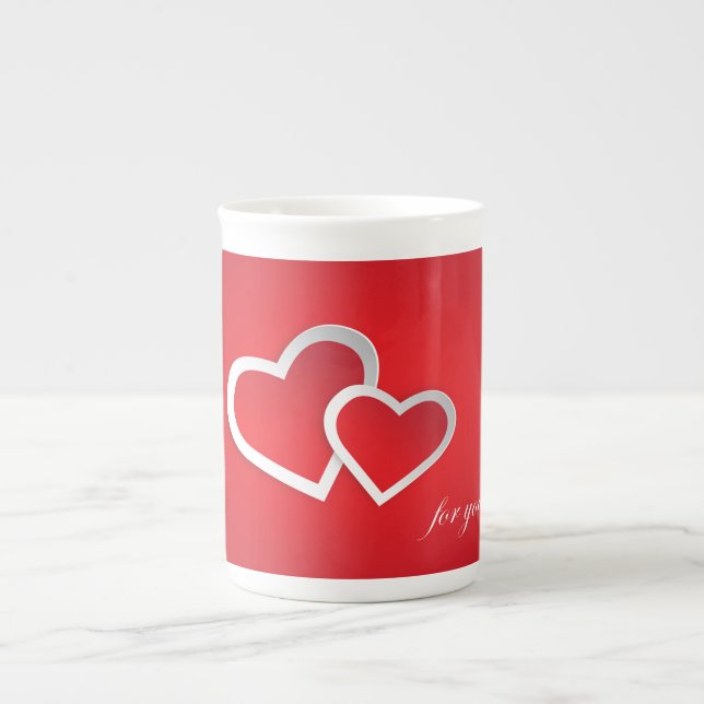 Caneca De Porcelana Para você Dia de os namorados Hearts Design (Frente)
