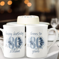Parabéns pelos 80 Anos de Idade Número Floral