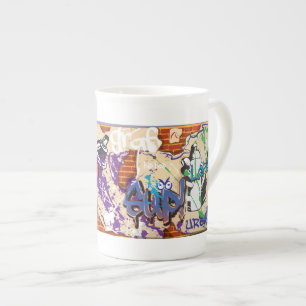 Caneca De Porcelana Parede de Grafite de Hip Hop Urbano.