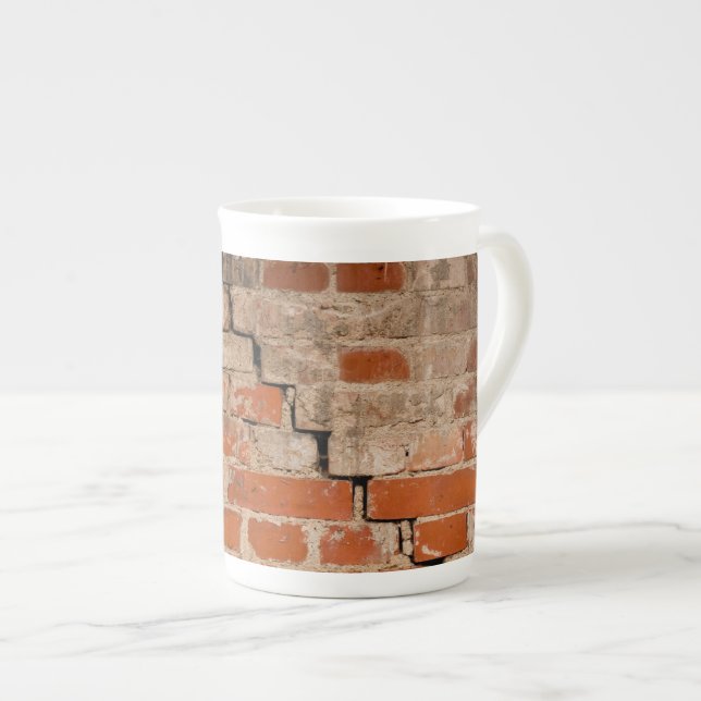 Caneca De Porcelana Parede de tijolos rachada (Frente Esquerda)