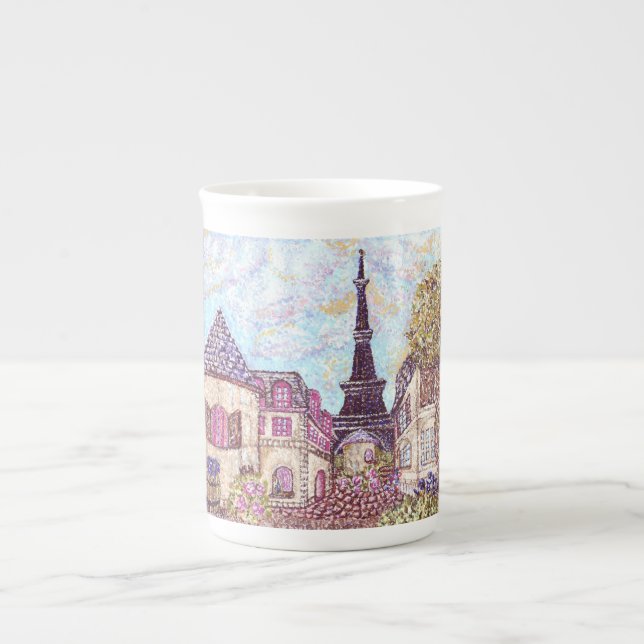 Caneca De Porcelana Paris inspirou Pointilismo Osmo China Mug (Frente)