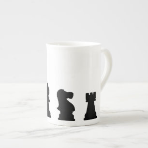 Caneca De Porcelana Partes de xadrez pretas no branco