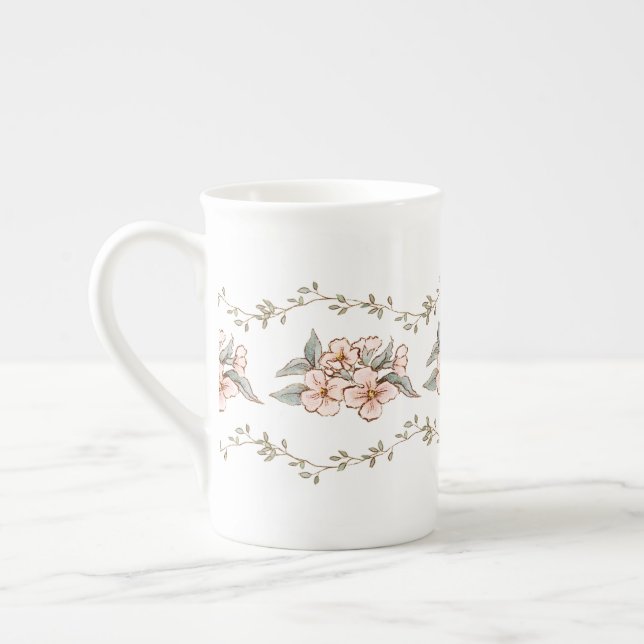 Caneca De Porcelana Partido Tea do Jardim de Flores Selvagens (Esquerda)