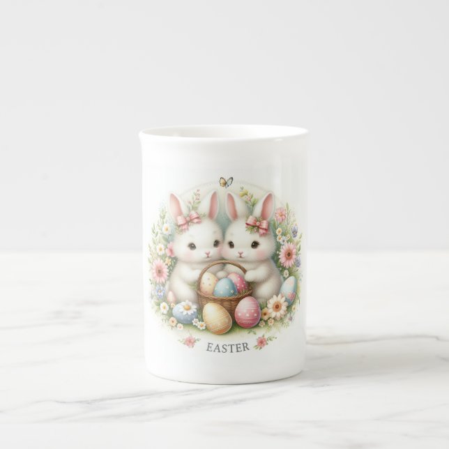 Caneca De Porcelana Páscoa Twin Bunnies (Frente)