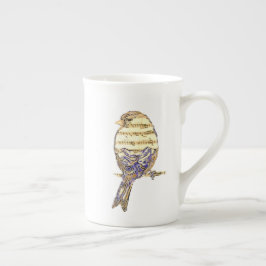 Caneca De Porcelana Passarinho Fofo com Notas Musicais Personalize