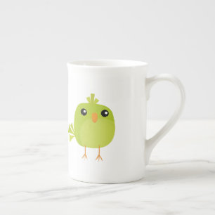 Caneca De Porcelana Passarinho Verde Fofo Desenho Animado