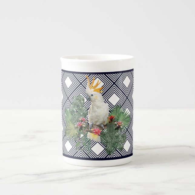 Caneca De Porcelana Pássaro Cockatoo no Paraíso (Frente)