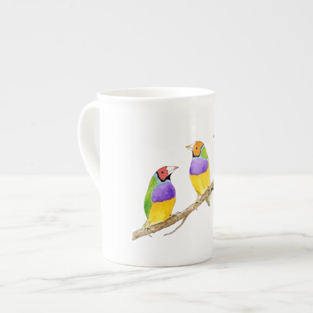 Caneca De Porcelana Pássaro do passarinho de Gouldian (Frente Esquerda)