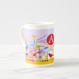 Caneca De Porcelana Pássaros de um Artesanato de penas juntos Ossos da