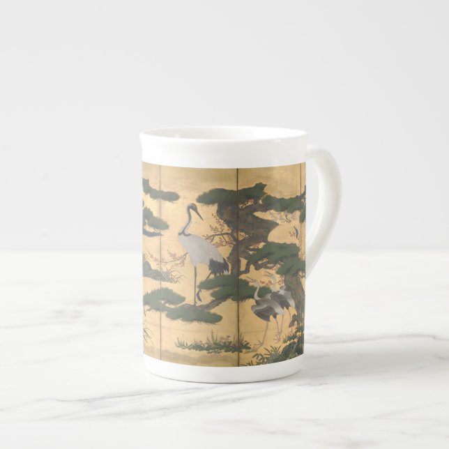 Caneca De Porcelana Pássaros e Flores Japoneses das Quatro Estações (Frente Esquerda)