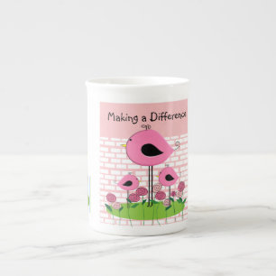 Caneca De Porcelana Pássaros Imobiliários De Cuidados
