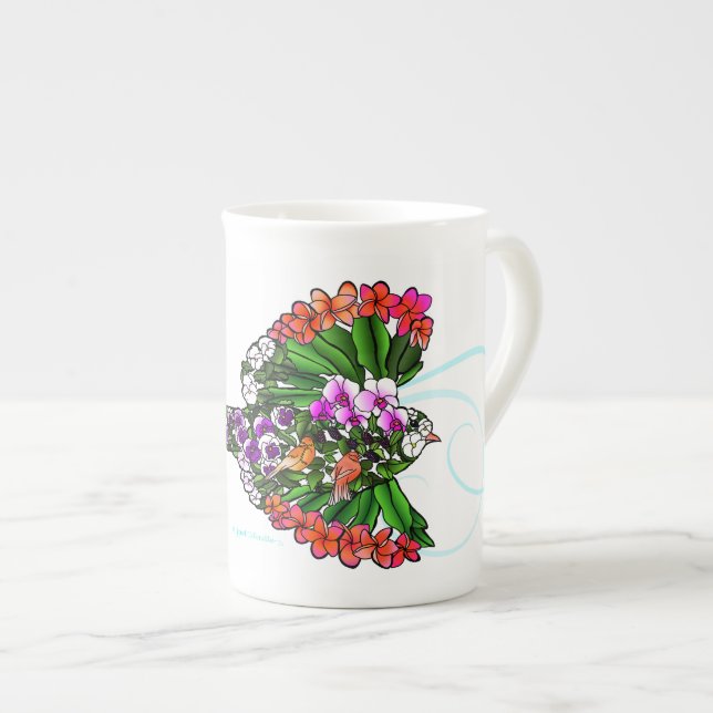 Caneca De Porcelana Pássaros tropicais bonitos no amor (Frente Esquerda)