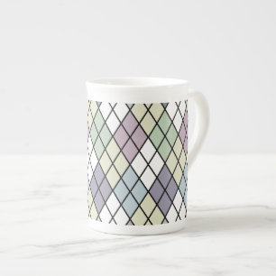Caneca De Porcelana Pastel Diamantes