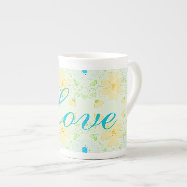 Caneca De Porcelana Pastel Flutuou Mug China Com Blues (Frente Esquerda)