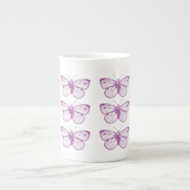 Caneca De Porcelana Patina roxo: Borboletas
