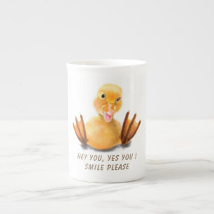 Caneca De Porcelana Pato Amarelo Engraçado Reproduzindo Piscar os olh