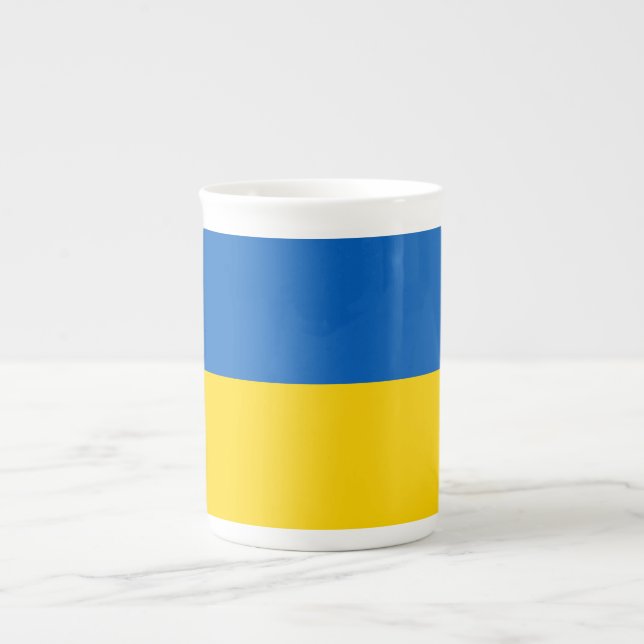 Caneca De Porcelana Patriótico Ucraniano de Bandeira da Ucrânia (Frente)