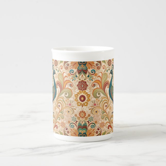 Caneca De Porcelana Peacock Art Morris Style (Frente)