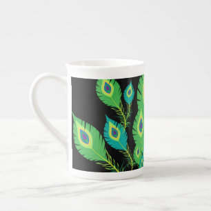 Caneca De Porcelana Penas de Peacock   Pássaros-Pássaros   Natureza