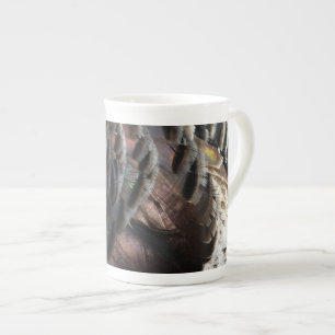 Caneca De Porcelana Penas de Peru Selvagem I Desenho Abstrato da Natur