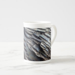 Caneca De Porcelana Penas Turcas Selvagens II Abstrato Nature Design