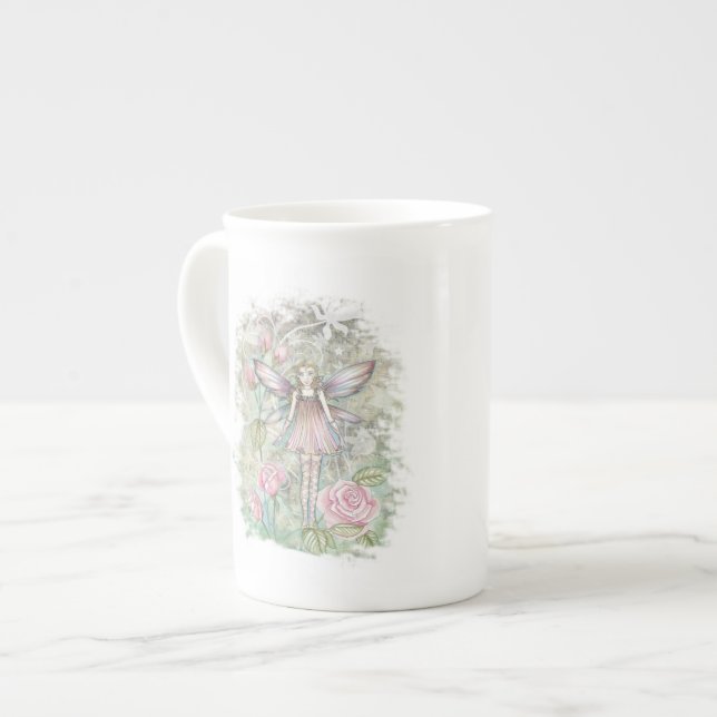 Caneca De Porcelana Pequena Fada Rosa (Frente Esquerda)