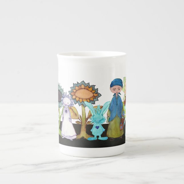 Caneca De Porcelana Pequena semente de mostarda e amigos ossos da cane (Frente)