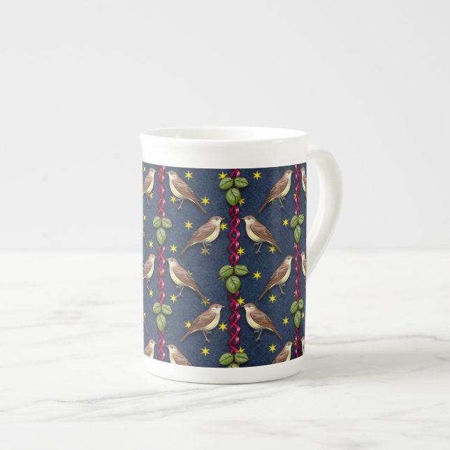 Caneca De Porcelana Pequenos Pássaros De Música (Frente Esquerda)