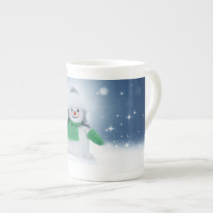 Caneca De Porcelana Personagem adorável de boneco de neve de Natal do 