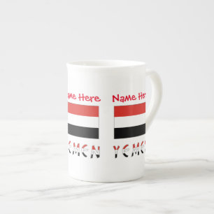 Caneca De Porcelana Personalização Vermelha da Bandeira do Iêmen e Iem