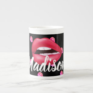 Caneca De Porcelana Personalizado de Bela Bela Makeup Lipstick Mouth