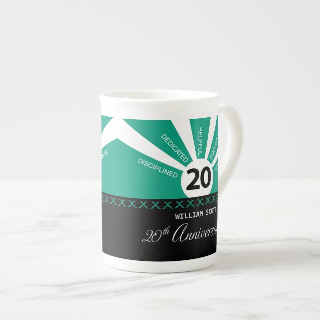 Caneca De Porcelana Personalizar, 20 Ano de Aniversário de Funcionário (Frente Esquerda)