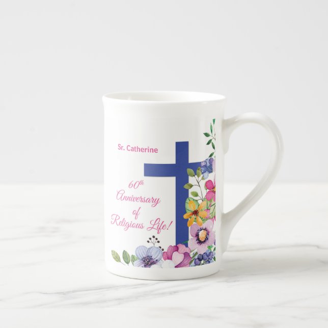 Caneca De Porcelana Personalizar, 60º aniversário freira religiosa (Direita)