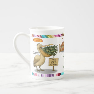 Caneca De Porcelana Personalizar: bico brilhante do pelicano Pierre