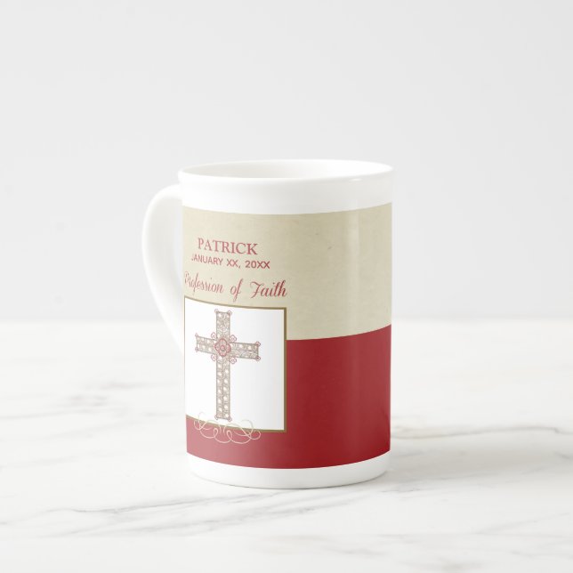 Caneca De Porcelana Personalize, Bênçãos RCIA na Profissão de Fé (Frente Esquerda)