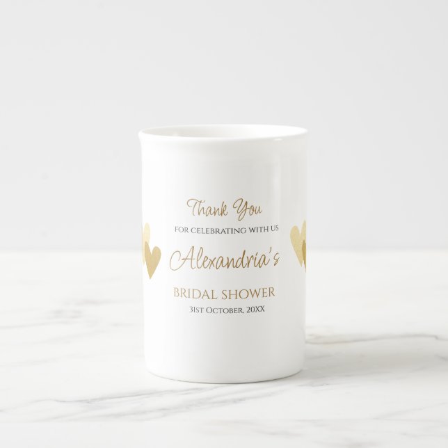 Caneca De Porcelana Personalize Obrigado pelo Chá de Noiva (Frente)
