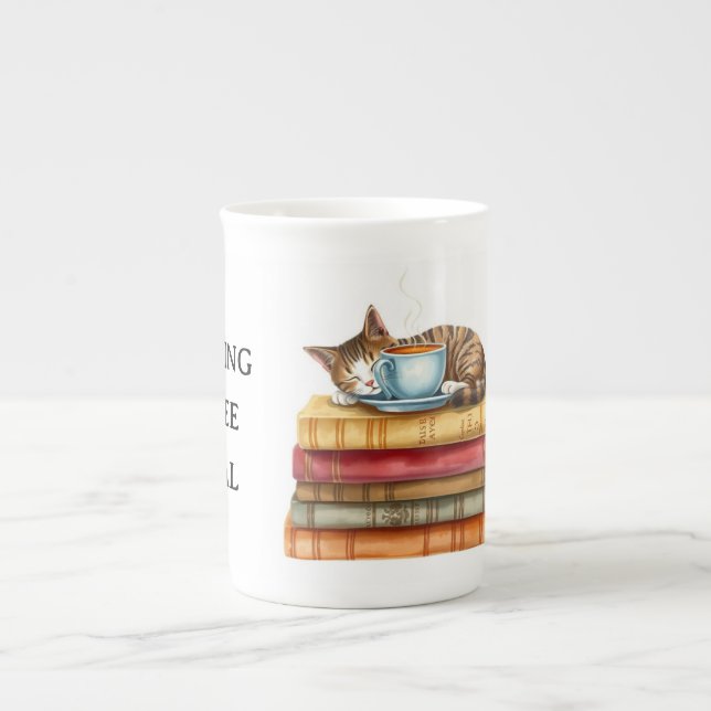Caneca De Porcelana Personalized Morning Coffee Cat Ritual Cozy (Frente)