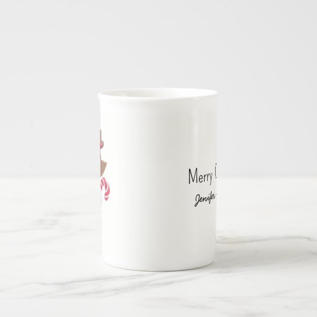 Caneca De Porcelana Personalized name Xmas reindeer cute cartoon (Frente)