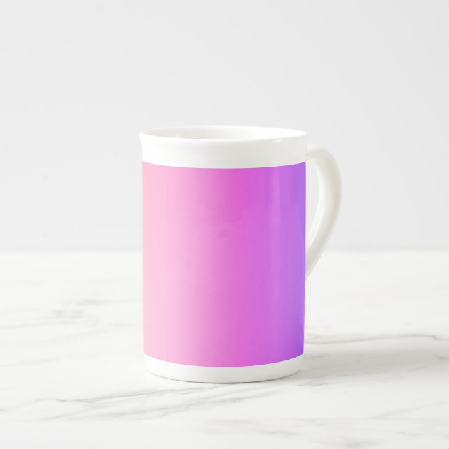 Caneca De Porcelana Pêssego Esmaecido Cor-de-Rosa e Púrpura (Frente Esquerda)