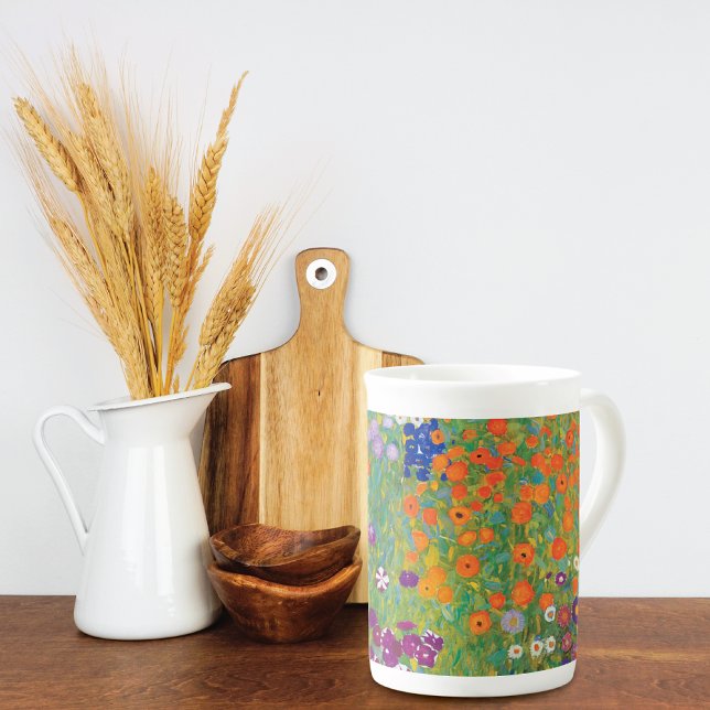 Caneca De Porcelana Petunias Asters Garden Gustav Klimt (Criador carregado)