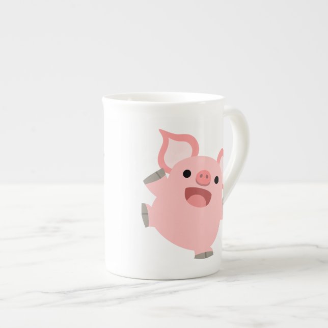Caneca De Porcelana Pig. Cartoon Joyous Bonito (Frente Esquerda)