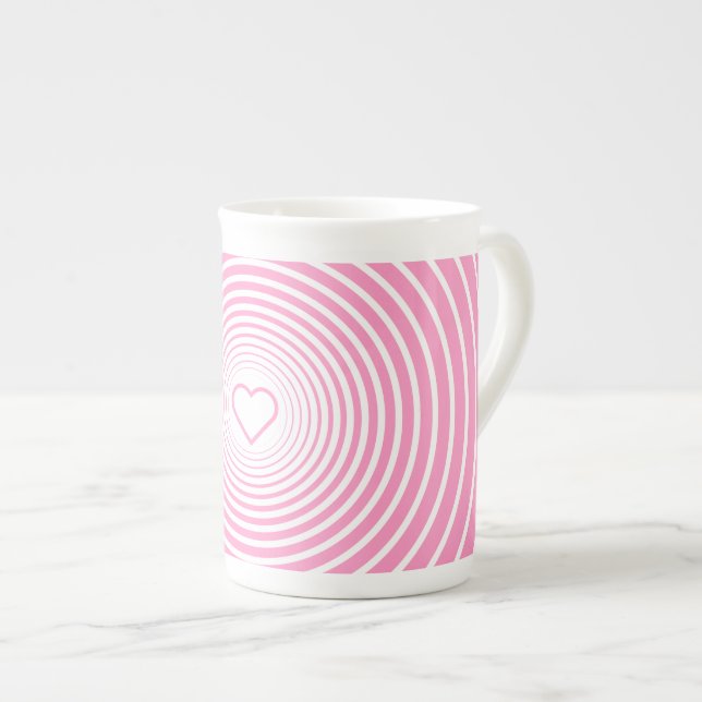 Caneca De Porcelana Pink Bone China Mug com Coração (Frente Esquerda)