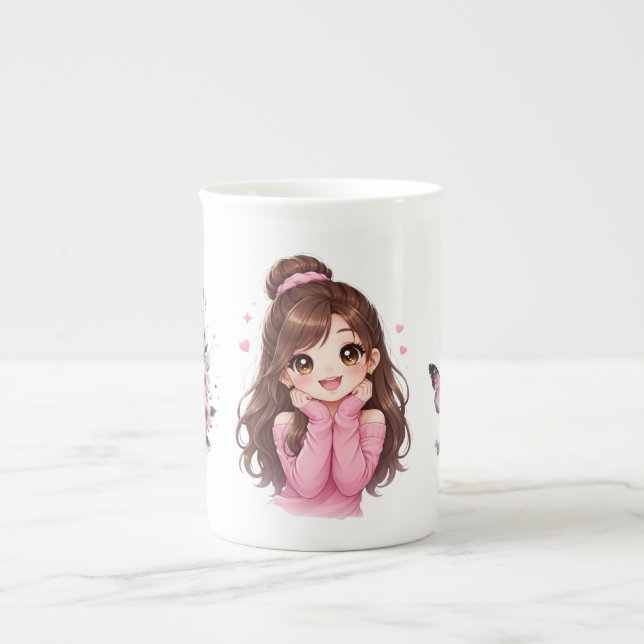 Caneca De Porcelana Pink Daydream Heartfull Smile Sugar & Sunshine Bub (Frente)