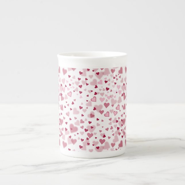 Caneca De Porcelana  Pink Lovely Hearts Pattern  (Frente)