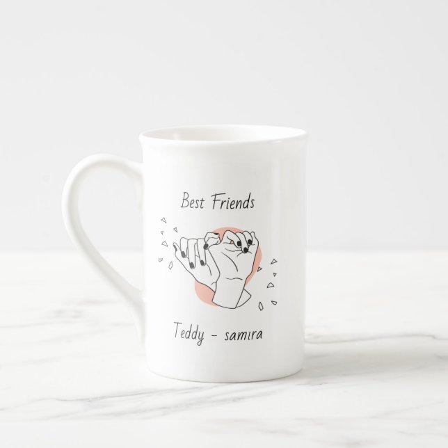 Caneca De Porcelana Pinky Swear Com Nome Personalizado Melhor Amigo (Esquerda)