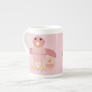 Caneca De Porcelana Pintinho de garota rosa-rosa personalizada