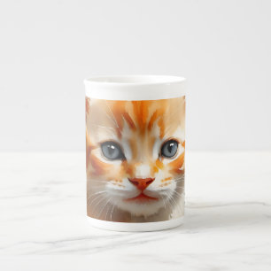 Caneca De Porcelana Pintura aquosa de um gato laranja giro