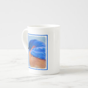 Caneca De Porcelana Pintura Bluebird - Arte Original para Pássaros
