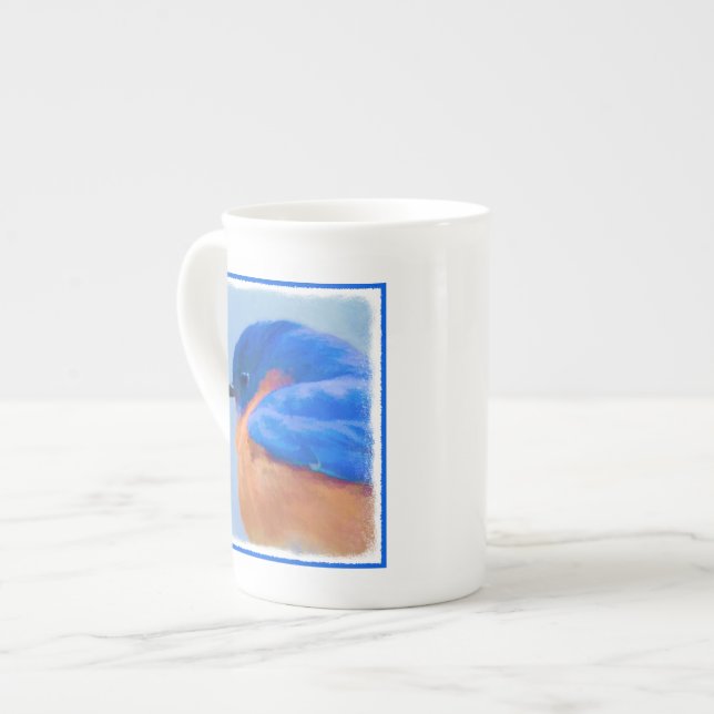 Caneca De Porcelana Pintura Bluebird - Arte Original para Pássaros (Frente Esquerda)
