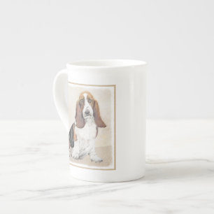 Caneca De Porcelana Pintura de Cachorro Basset - Arte de Cachorro Orig